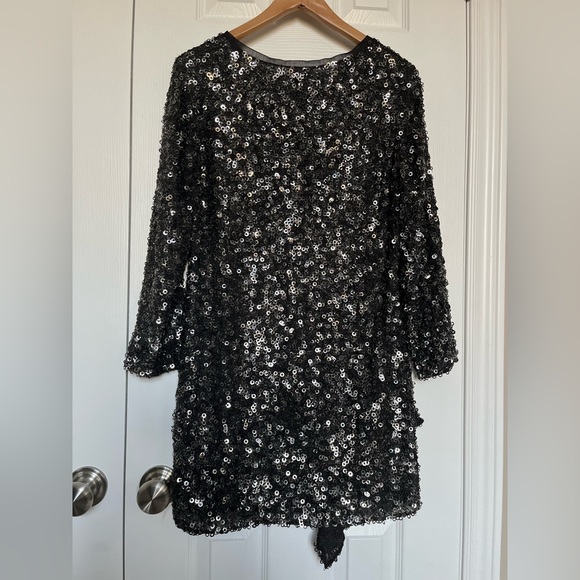 3.1 Phillip Lim Sequin 100% Silk Long Sleeved Gunmetal Cocktail Dress Sz 4 - Picture 3 of 14